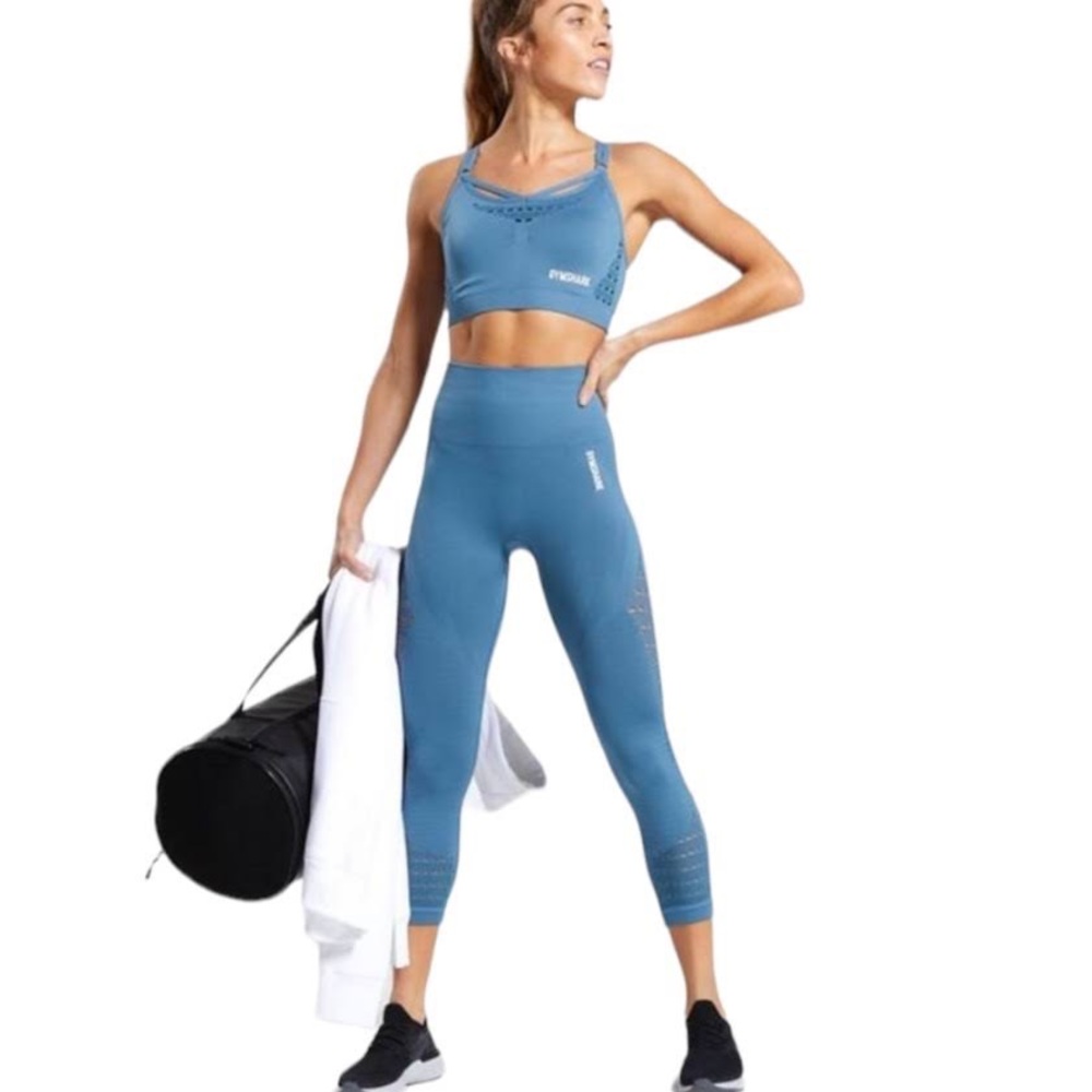 Gymshark Energy+ Seamless Cropped Leggings - Blue Stone